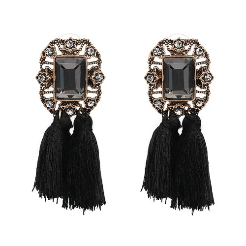 New 2017 fashion jewelry hot sale women crysta vintage tassel statement bib stud Earrings for women jewelry Factory Price