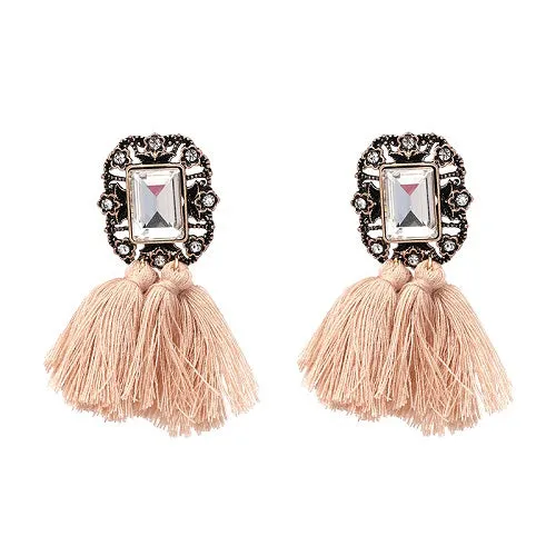 New 2017 fashion jewelry hot sale women crysta vintage tassel statement bib stud Earrings for women jewelry Factory Price