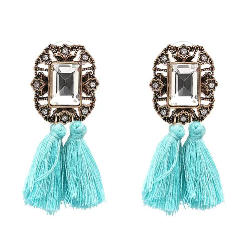 New 2017 fashion jewelry hot sale women crysta vintage tassel statement bib stud Earrings for women jewelry Factory Price