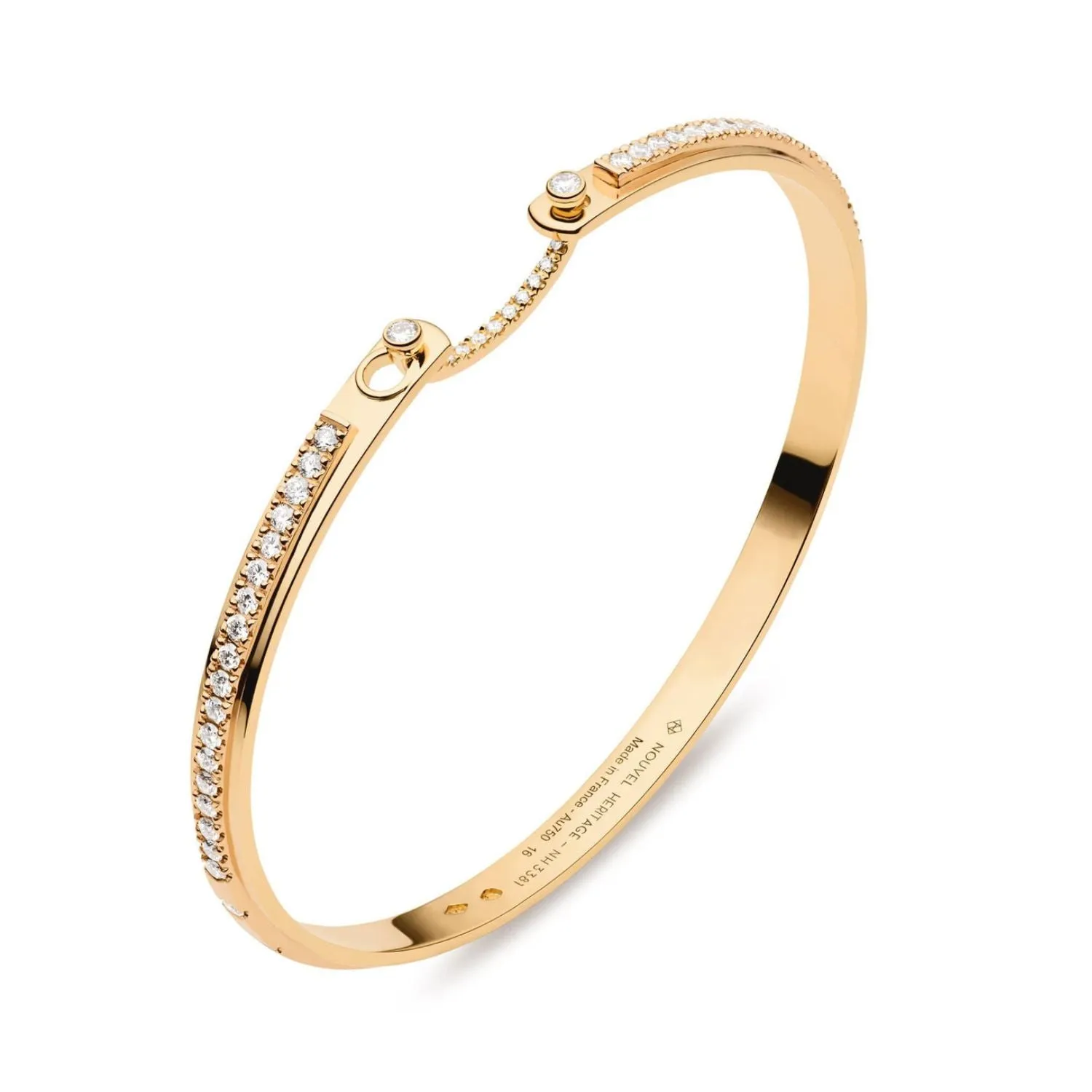 NOUVEL HERITAGE 18K YELLOW GOLD TUXEDO DIAMOND BANGLE BRACELET