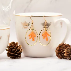 Ocean Coral in Gold Hoops | Gold Hardware | Drop Earrings