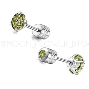 Olive Green CZ Double Ended Earrings