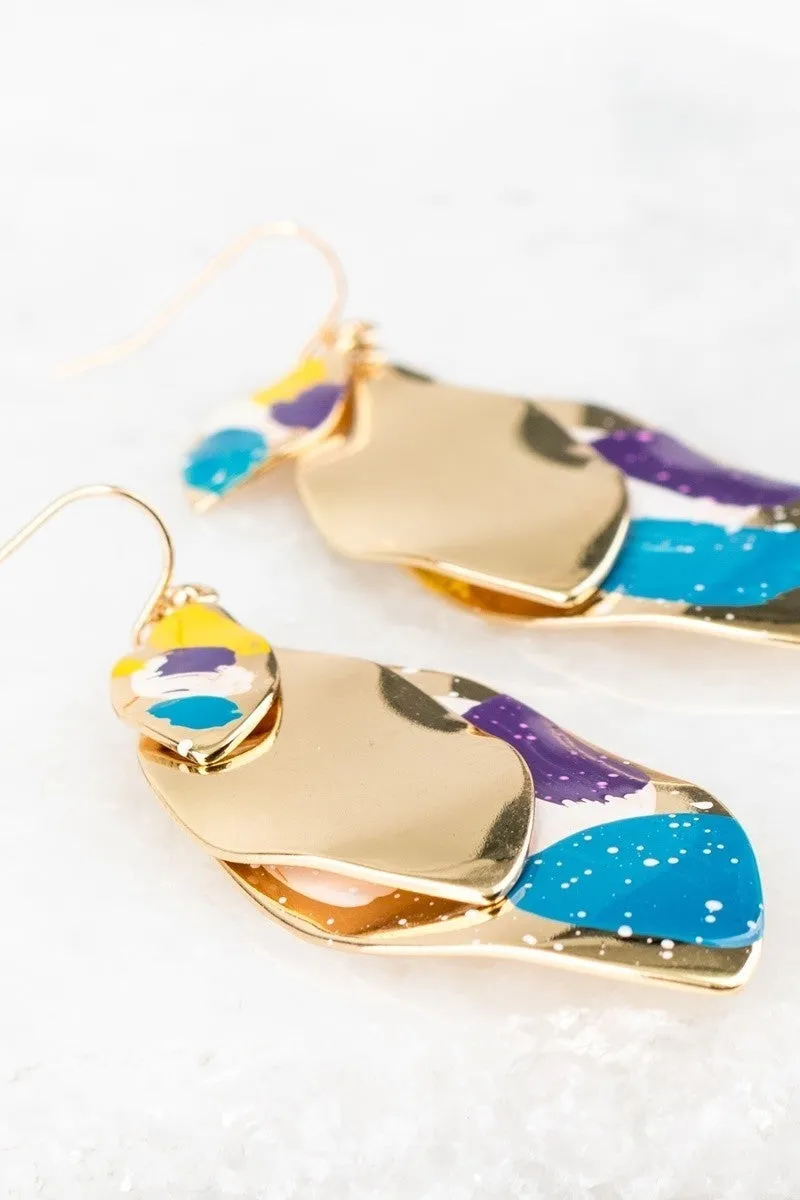 Paint Splash Layered Hook Dangle Earrings