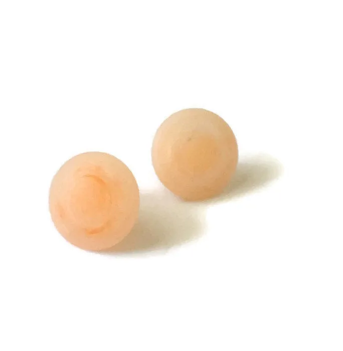 Peach Marbled Matte Disc Stud Earrings