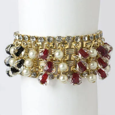 Pearl, Gemstone & Gold Dangling Hobé Bracelet