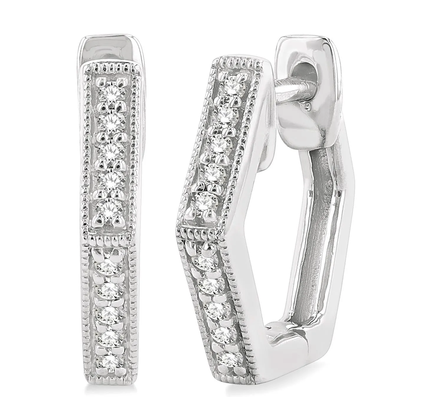 Petite Hexagon Diamond Huggie Earrings