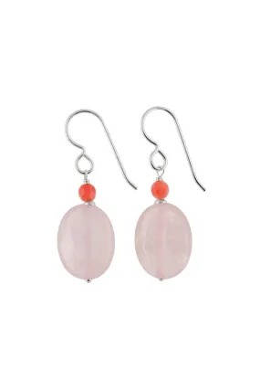 Pink Quartz, Coral Earrings