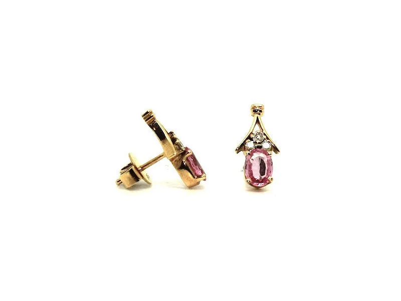 Pink Sapphire And Diamond Rope Stud Ad No.0183 (5/7mm)