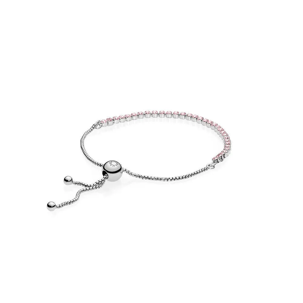 Pink Sparkling Strand Bracelet, Pink CZ