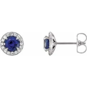 Platinum 3.5 mm Lab-Grown Blue Sapphire & 1/8 CTW Natural Diamond Earrings