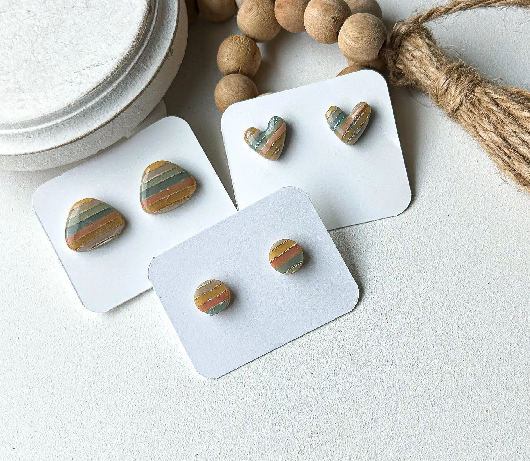 Polymer Clay Stud Earrings - Beach Inspired