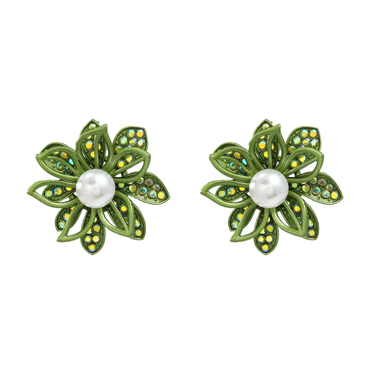 Pre Order:  Diamond Inlaid Floral Alloy Earrings