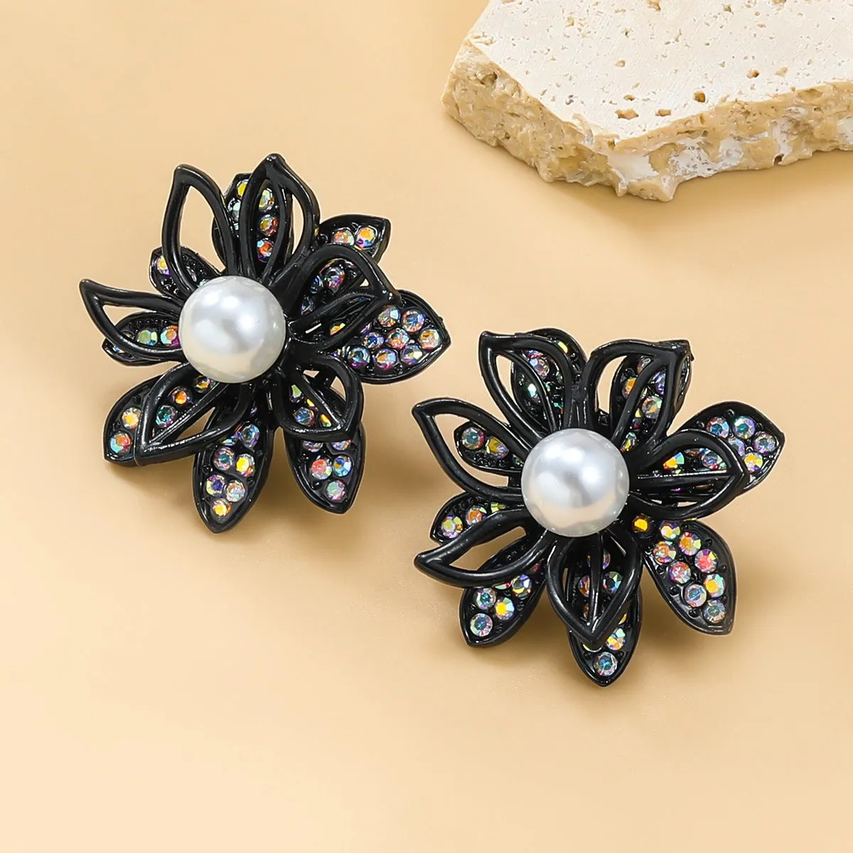 Pre Order:  Diamond Inlaid Floral Alloy Earrings