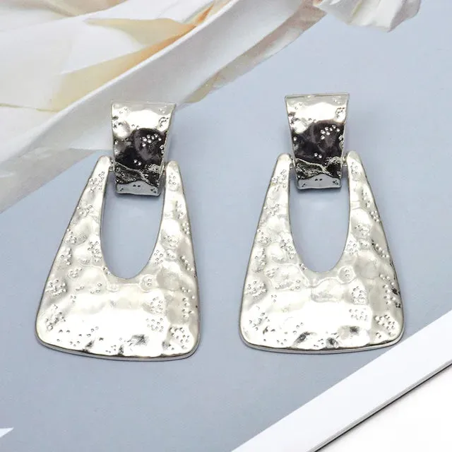 Pre Order:  Trapezoid Textured Metal Drop Earrings