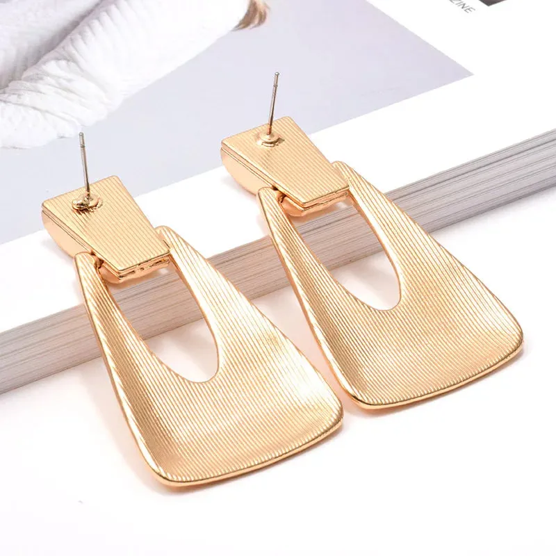 Pre Order:  Trapezoid Textured Metal Drop Earrings