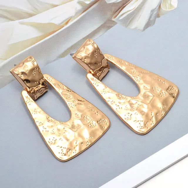 Pre Order:  Trapezoid Textured Metal Drop Earrings