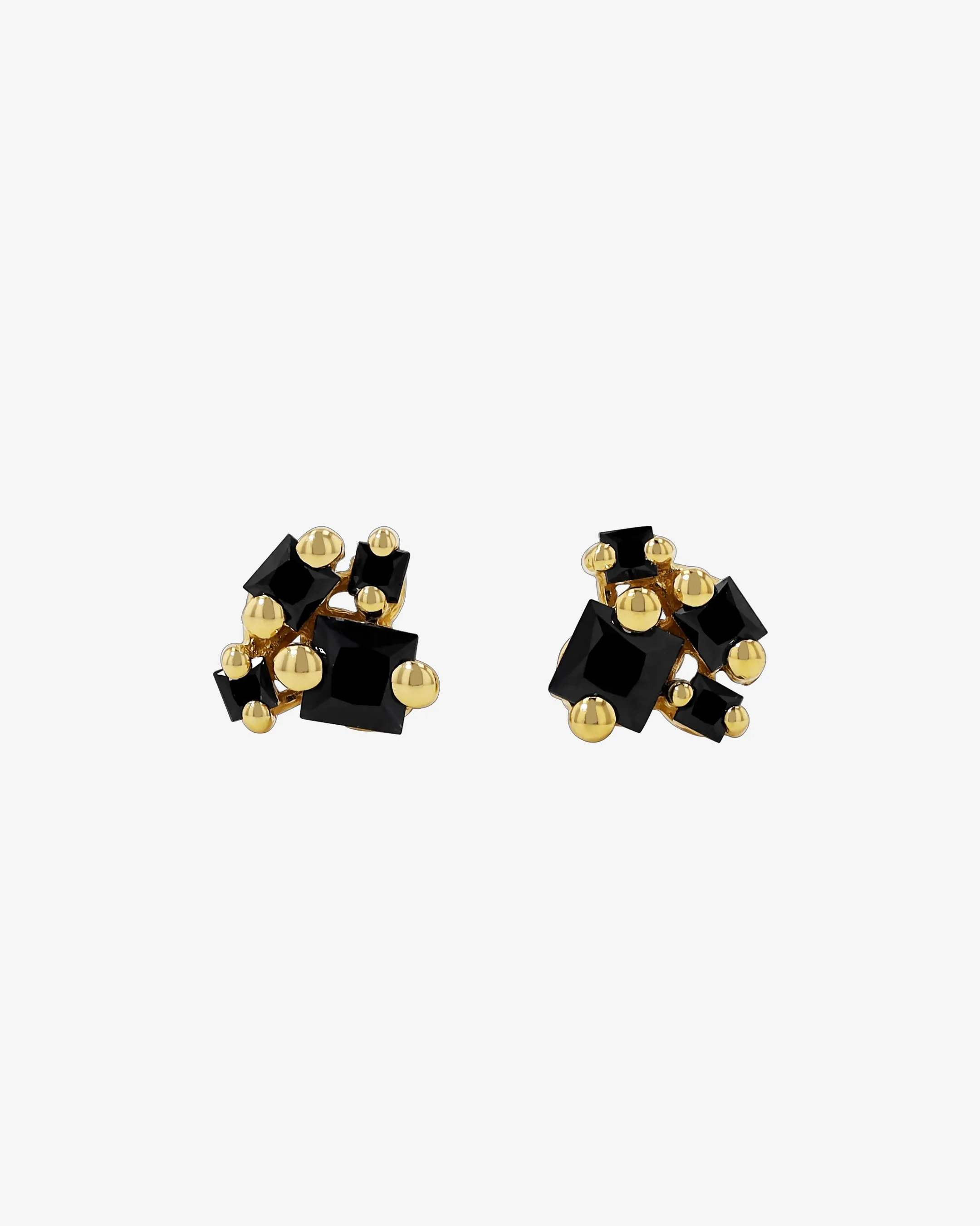 Princess Cluster Black Sapphire Studs