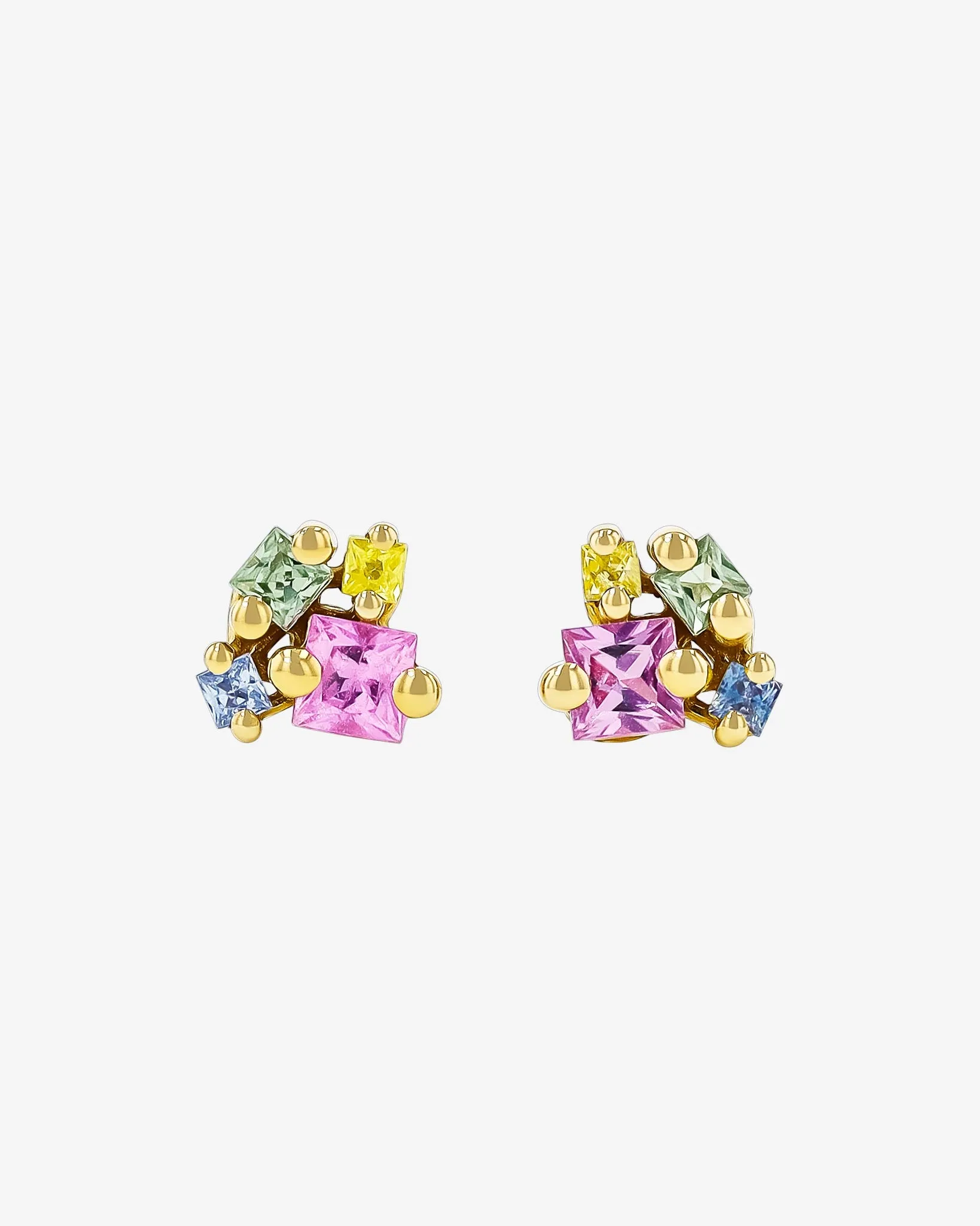 Princess Cluster Pastel Sapphire Studs