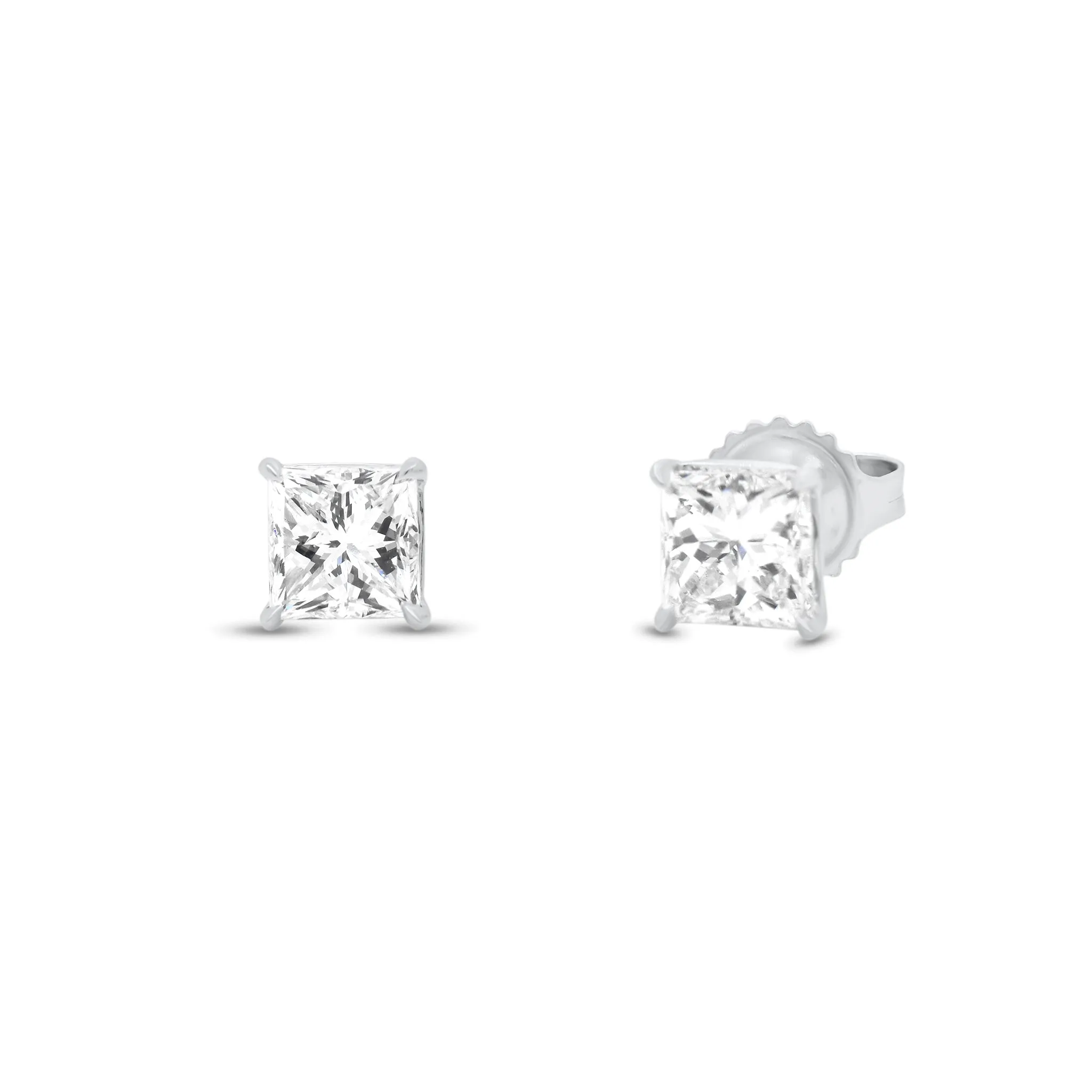 Princess-Cut Diamond Stud Earrings