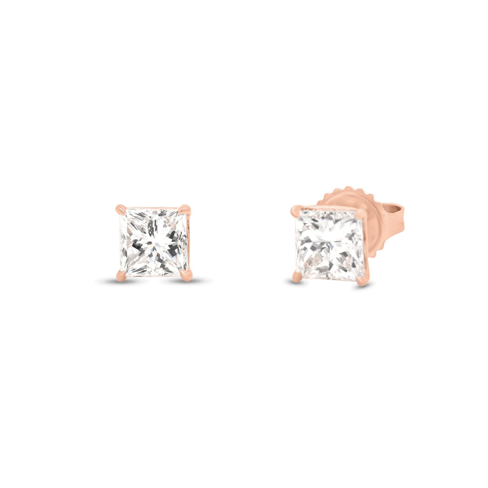 Princess-Cut Diamond Stud Earrings