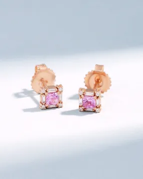 Princess Mini Pink Sapphire Studs