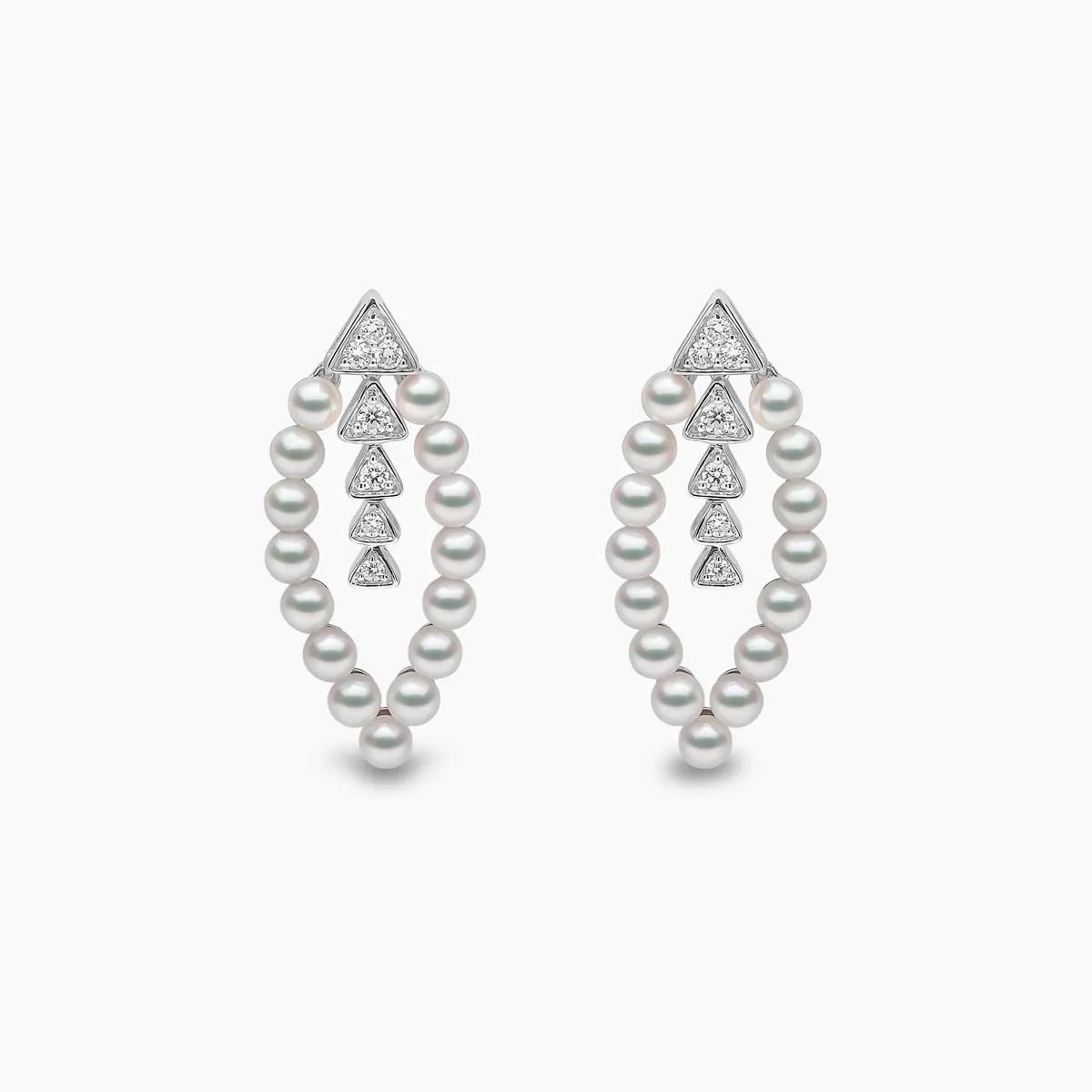 Raindrop 18K Gold Akoya Pearl and Diamond Oval Drop Earrings