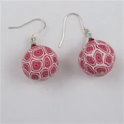 Red and White Fair Trade Samunnat Earrings