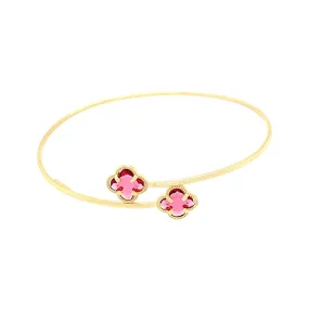 Red Clover Bangle in 9ct Yellow Gold Silver Infused