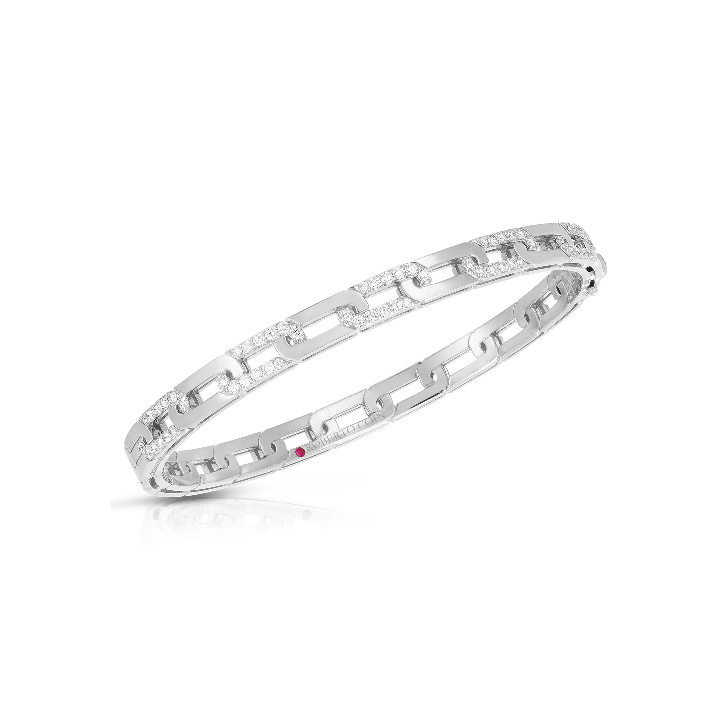 Roberto Coin Navarra White Gold Bangle with Diamonds