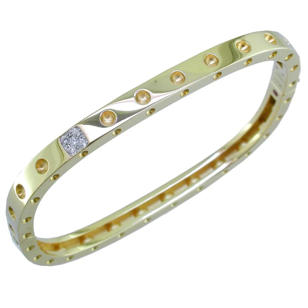 Roberto Coin Pois Moi 18K Yellow Gold Single Row Diamond Cuff Bracelet