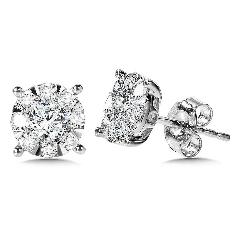 ROUND CLUSTER DIAMOND MIRAGE STUD EARRINGS