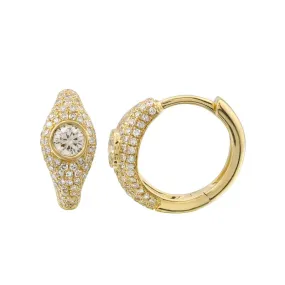 Round Diamond Dome Huggie Earrings