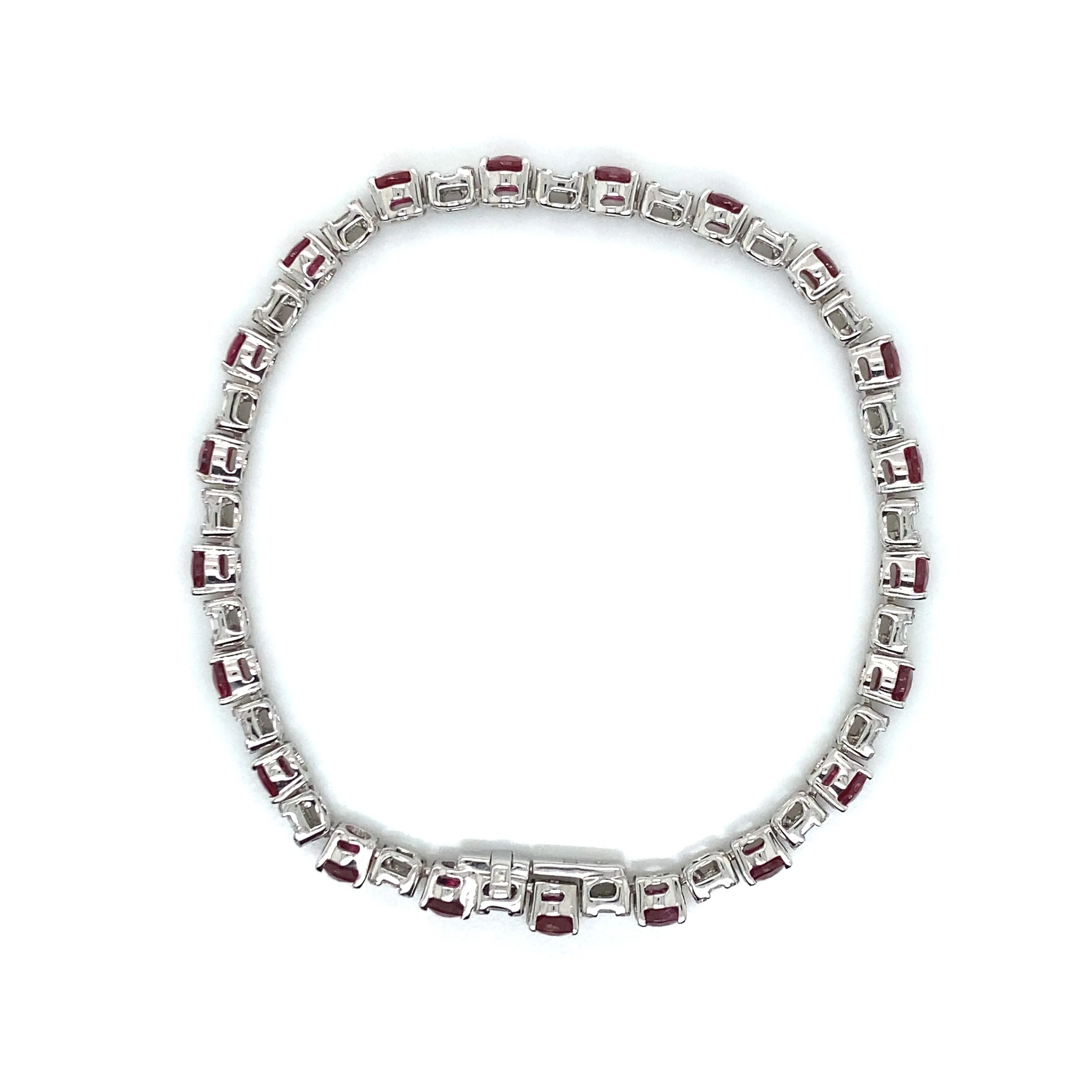 Ruby and Diamond Tennis Bracelet in 18K White Gold