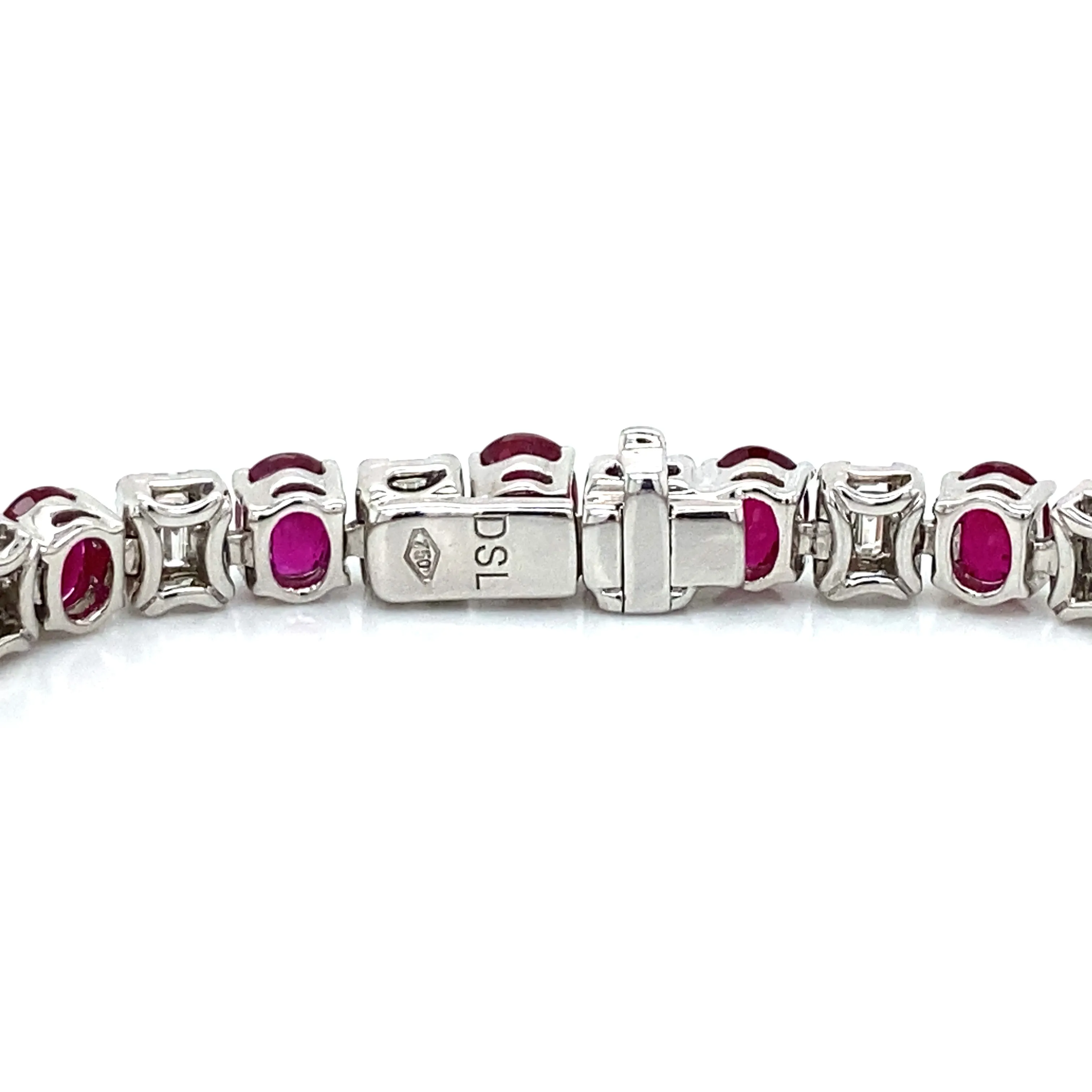 Ruby and Diamond Tennis Bracelet in 18K White Gold