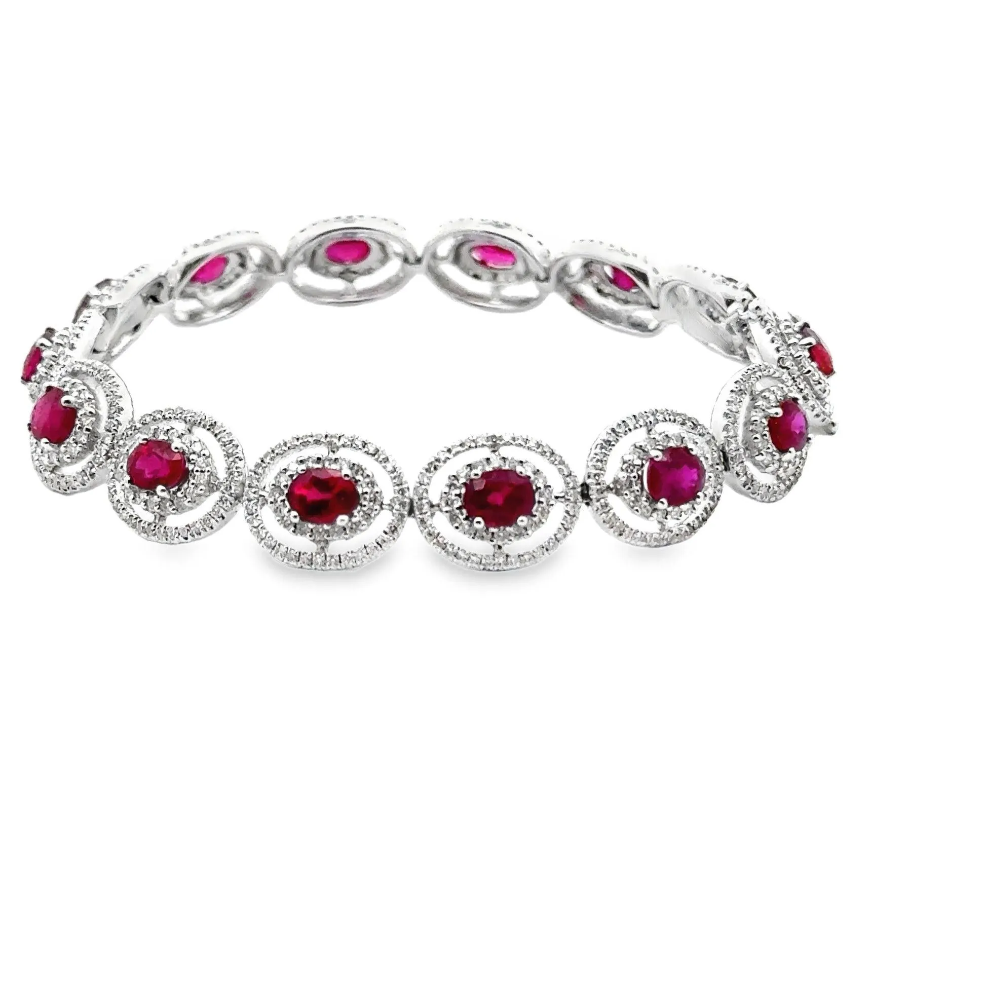 Ruby Diamond 18k White Gold Bracelet