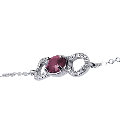 Ruby Infinity Silver Bracelet