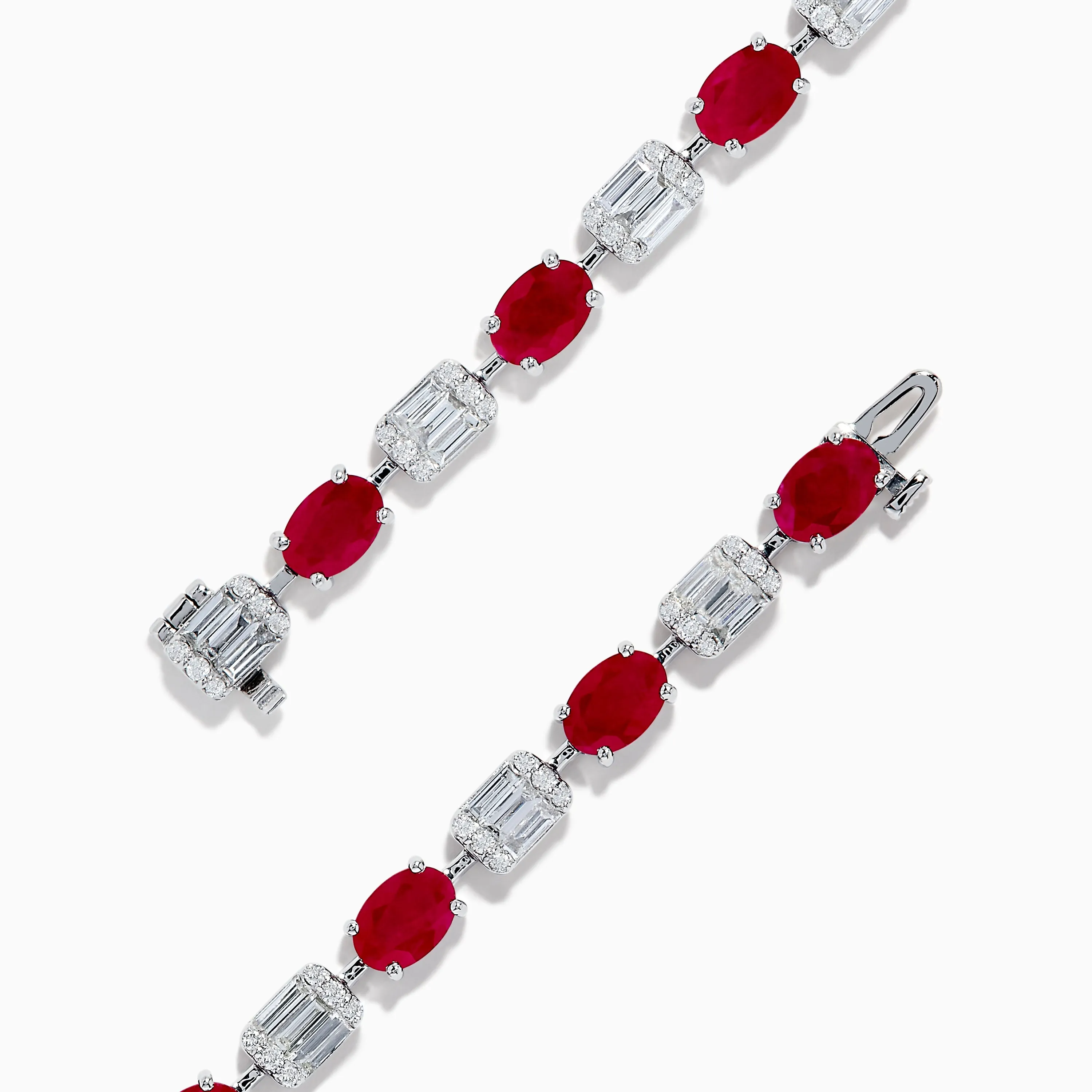 Ruby Royale 14K White Gold Ruby and Diamond Tennis Bracelet