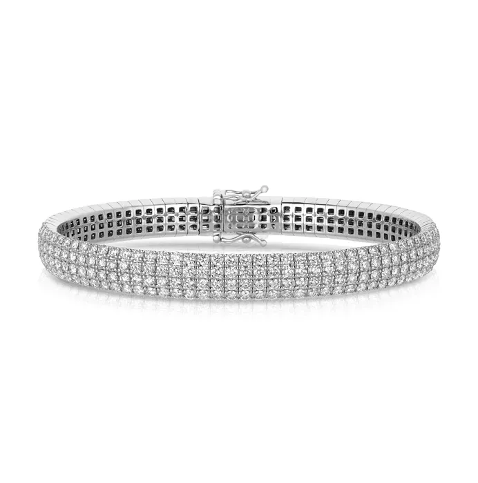 Sabel Collection White Gold 4 Row Halfway Diamond Bangle