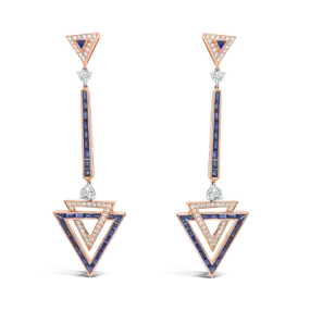 Sapphire & Diamond Dangle Earrings in Rose Gold