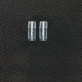 Sapphire & Diamond Half Hoop Huggie Earrings