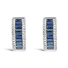 Sapphire & Diamond Huggie Hoop Earrings