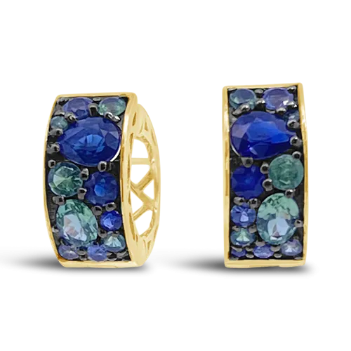 Sapphire & Tsavorite Hoop Style Earrings