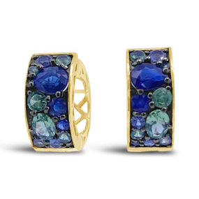 Sapphire & Tsavorite Hoop Style Earrings