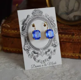 Sapphire Crystal Earrings - Small Octagon