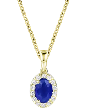 Sapphire Pendant - 10ct Yellow Gold Sapphire & Diamond Cluster Pendant - 784576