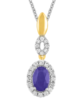 Sapphire Pendant - 14ct Yellow Gold Sapphire & Diamond Pendant - 780616