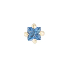 Sapphire Princess Cut Stud (Single) (ready to ship option)*