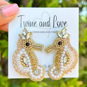 Seahorse Gold Beaded Earrings