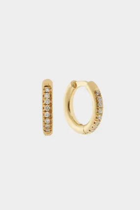 Seamless Midi Hoops, White Diamonds