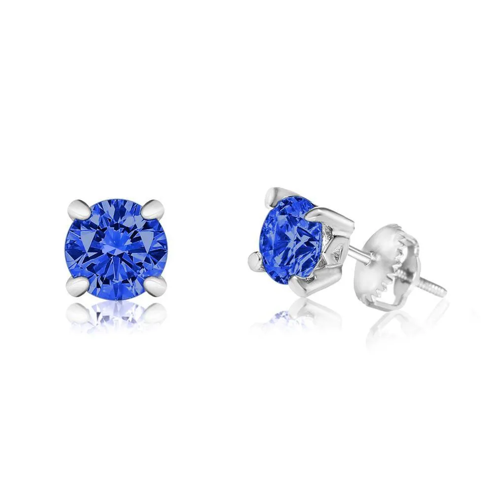 September Birthstone Crystal White Gold Palladium Plating Girl's Stud Earrings